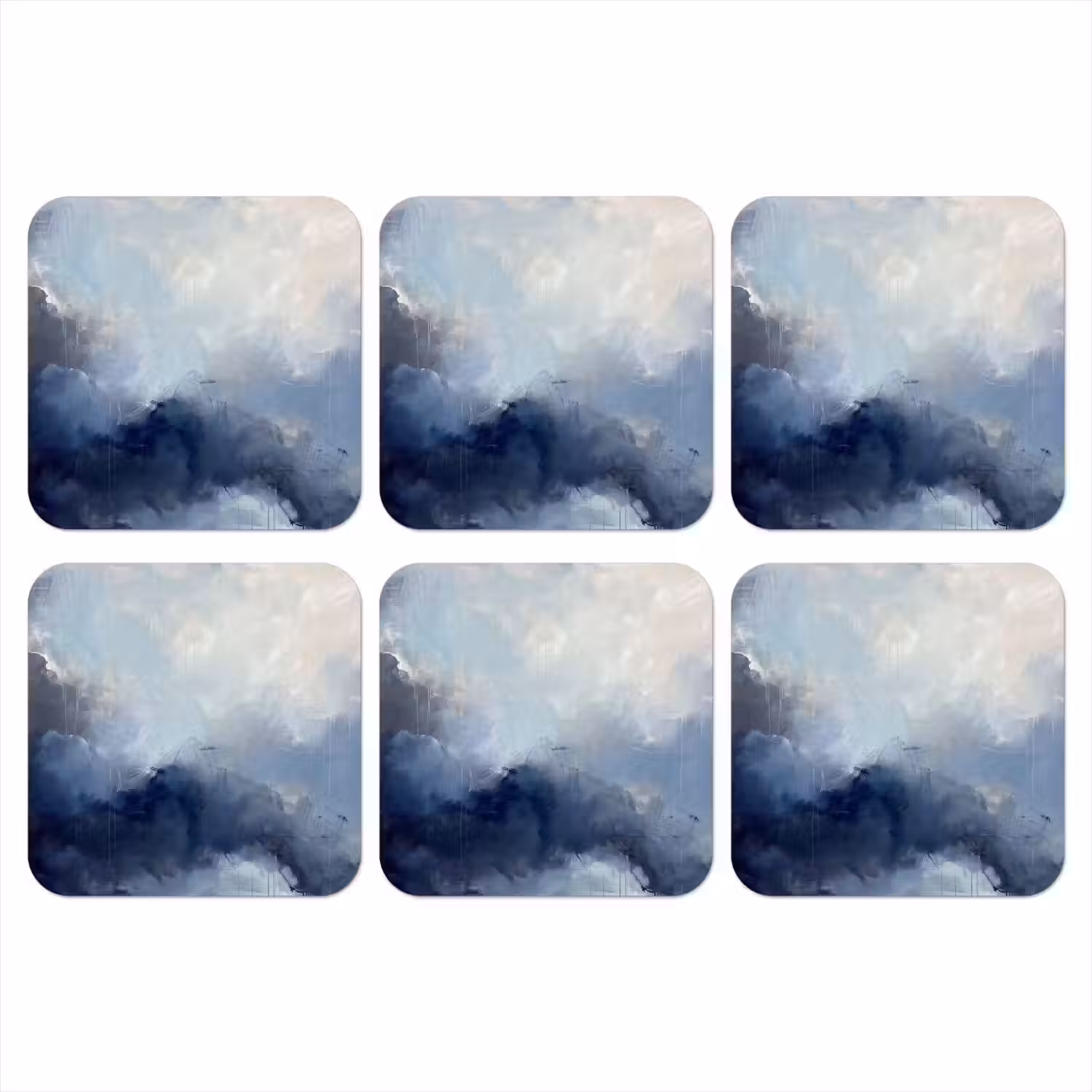 Abstract - Wolken - Modern - Blauw - Kunst onderzetter kurk middel -3d