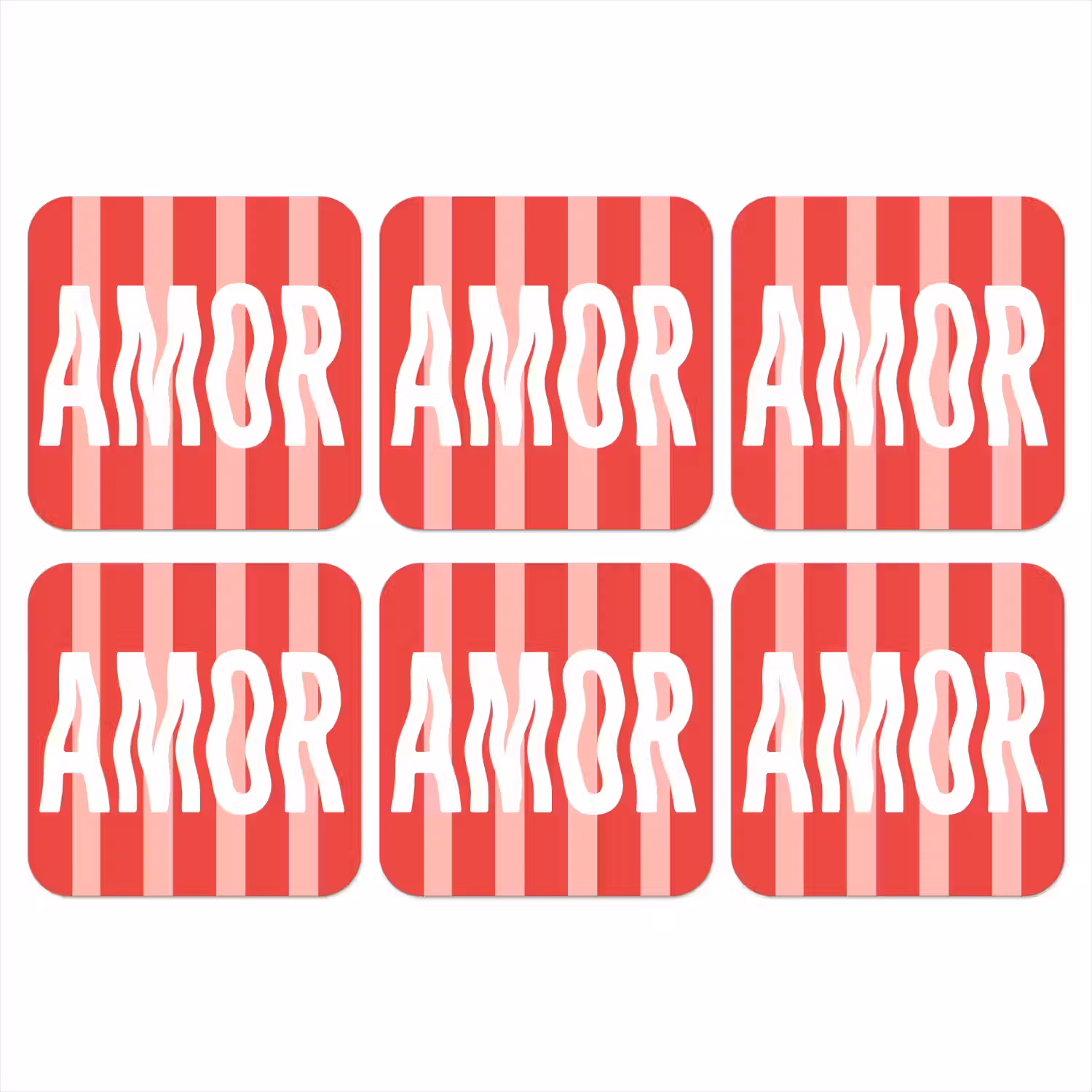 Amor - Strepen - Rood - Roze onderzetter kurk middel -3d