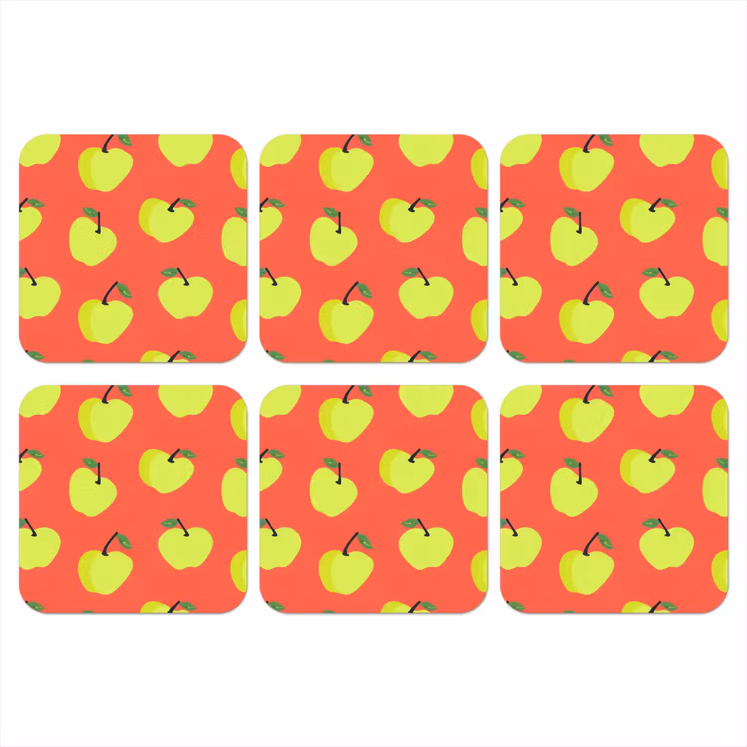 Appels - Modern - Groen onderzetter kurk middel 366 -3d