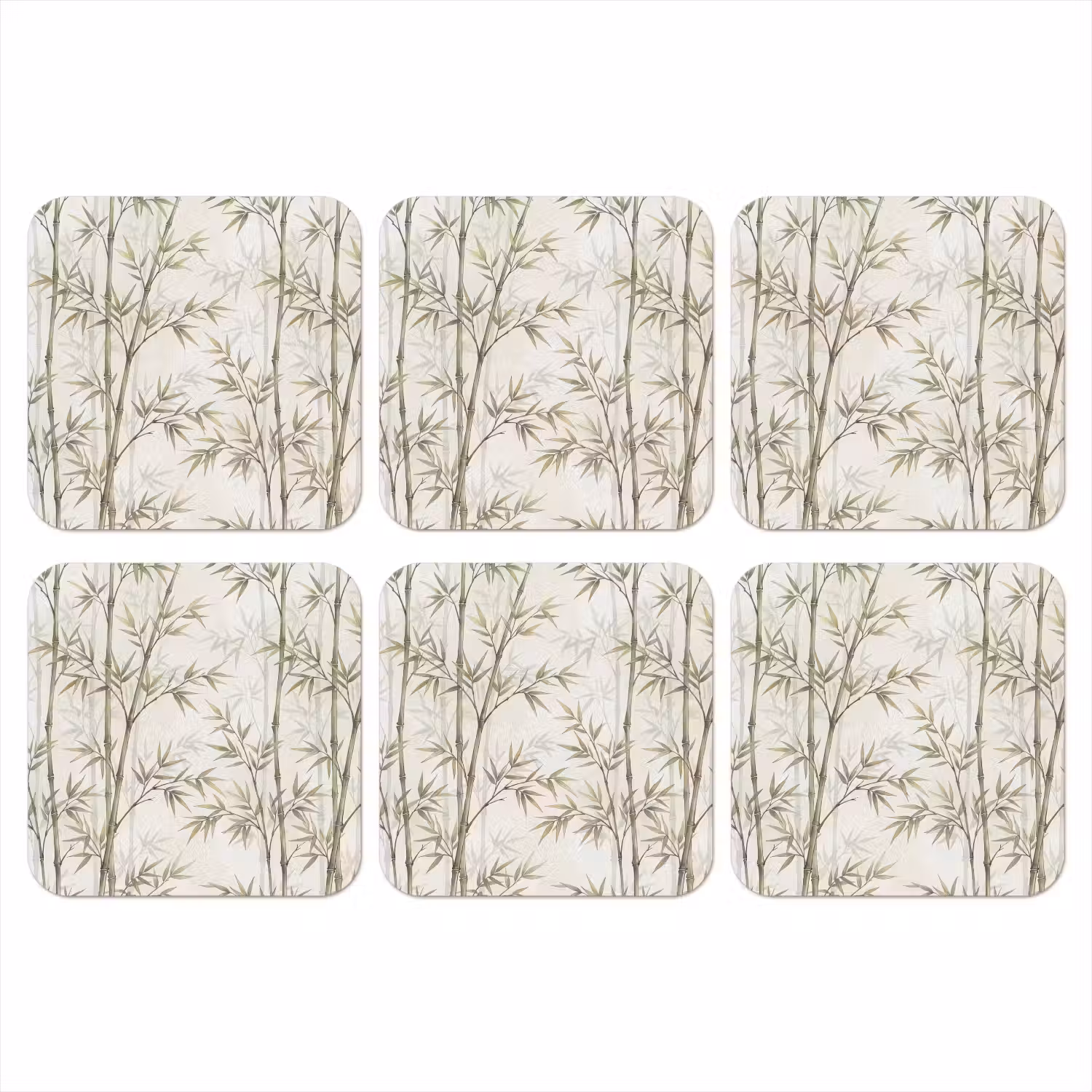 Bamboe - Bladeren - Natuur - Aquarel - Groen onderzetter kurk middel -3d