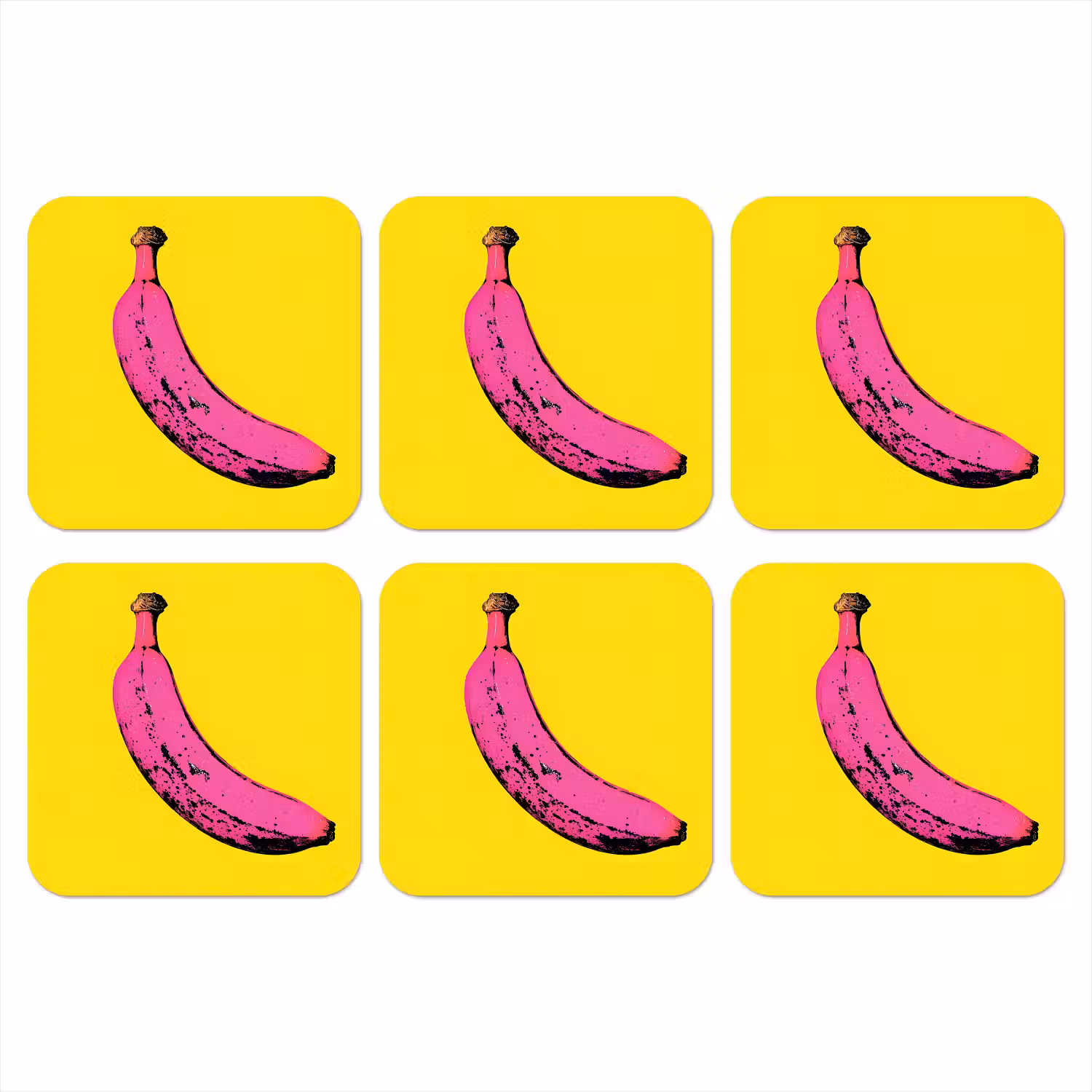 Banaan - Grafisch - Geel onderzetter kurk middel -3d