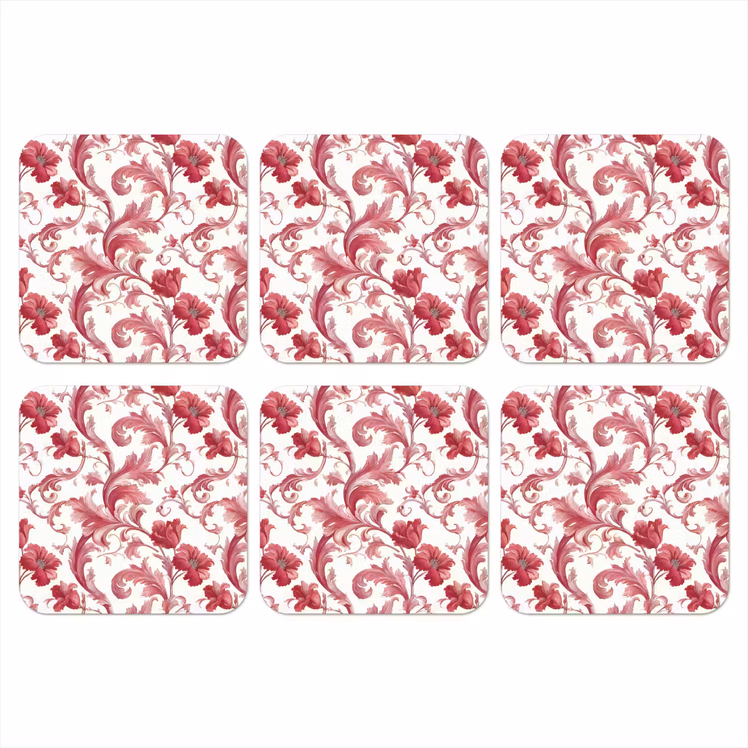 Barok - Patroon - Rood onderzetter kurk middel 366 -3d