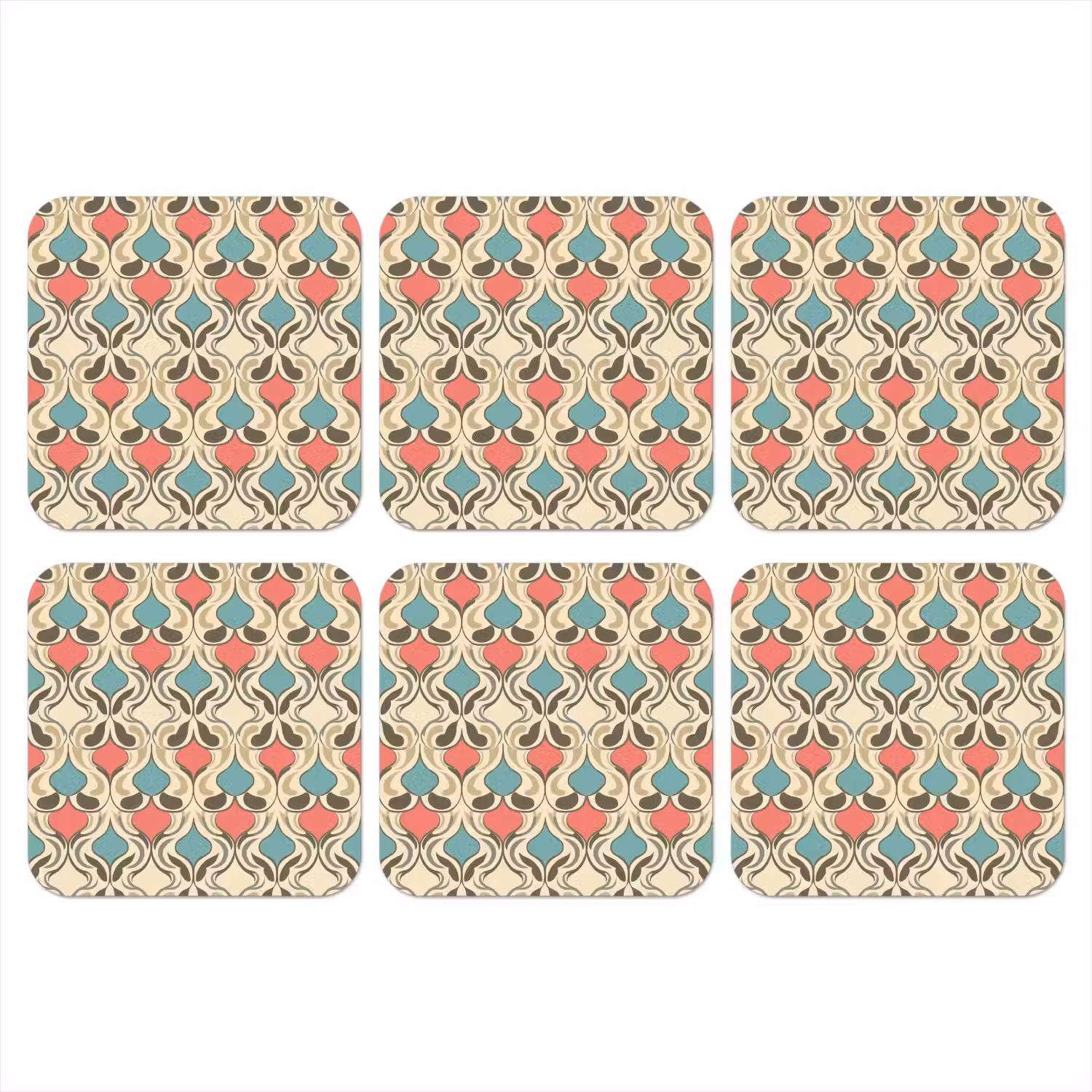 Barok - Retro - Kleurrijk onderzetter kurk middel 366 -3d