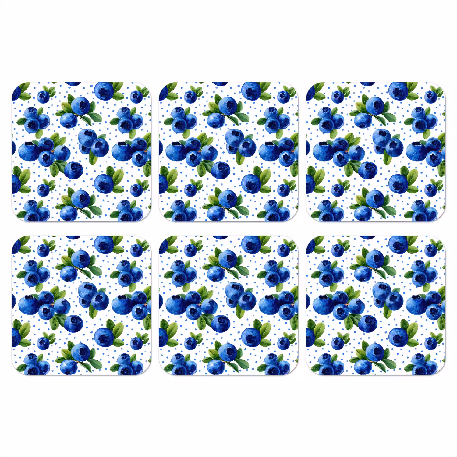 Bessen - Patroon - Blauw onderzetter kurk middel 366 -3d