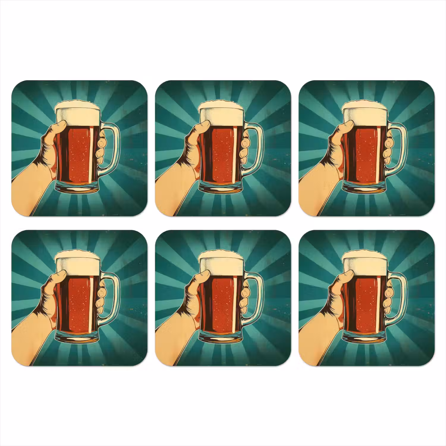 Bierglas - Schuim - Retro - Groen onderzetter kurk middel -3d