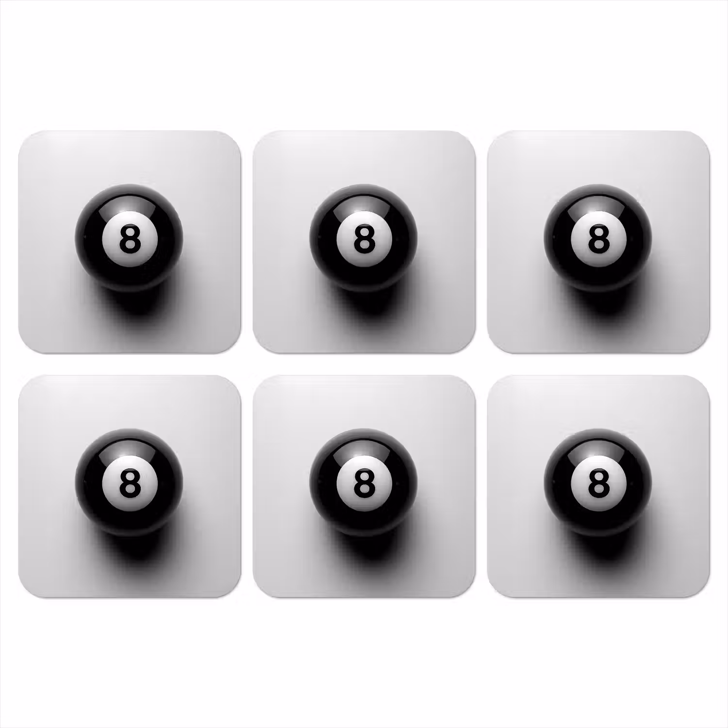 Biljartbal - Getal - Acht - Wit onderzetter kurk middel -3d