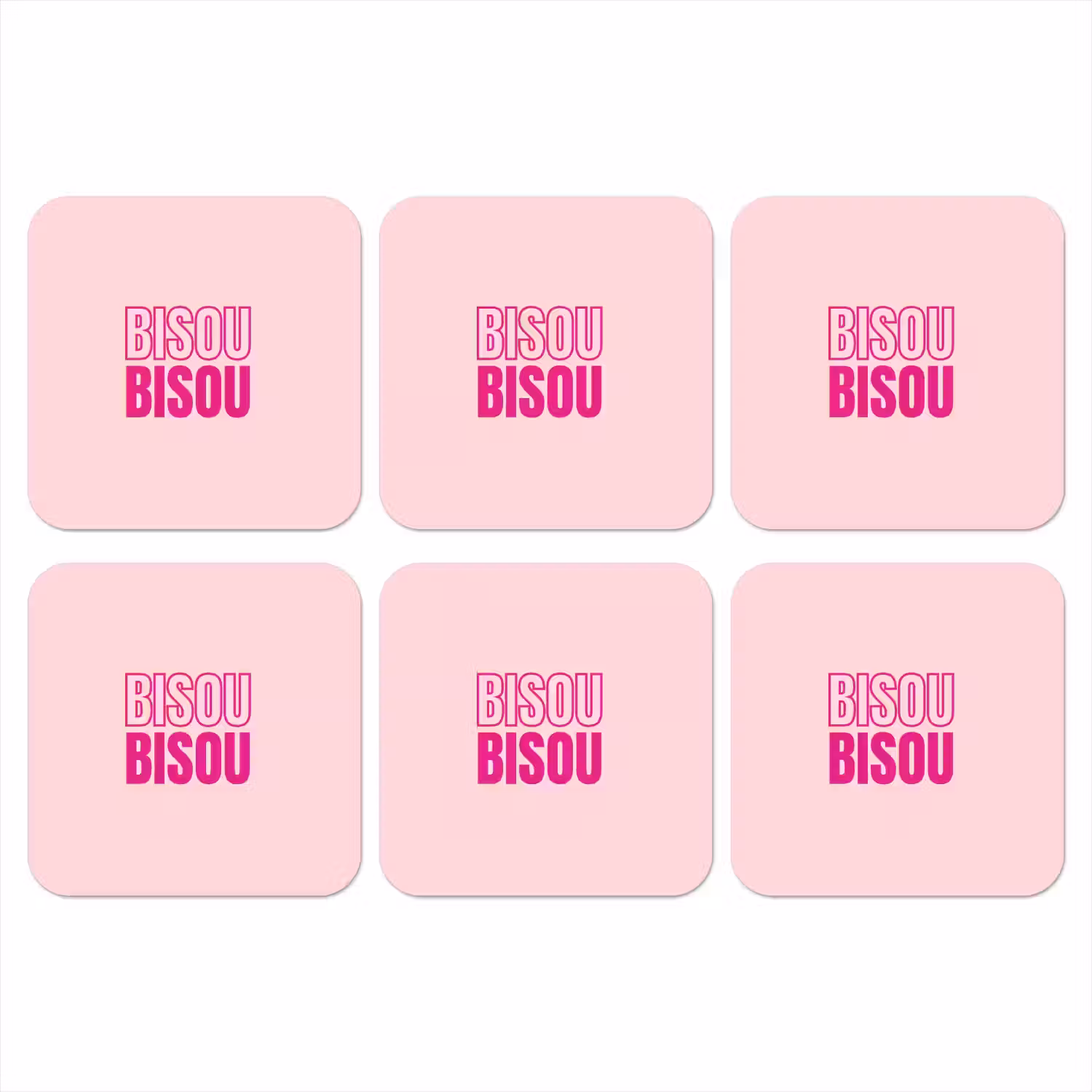 Bisou - Roze - Minimalistisch onderzetter kurk middel -3d