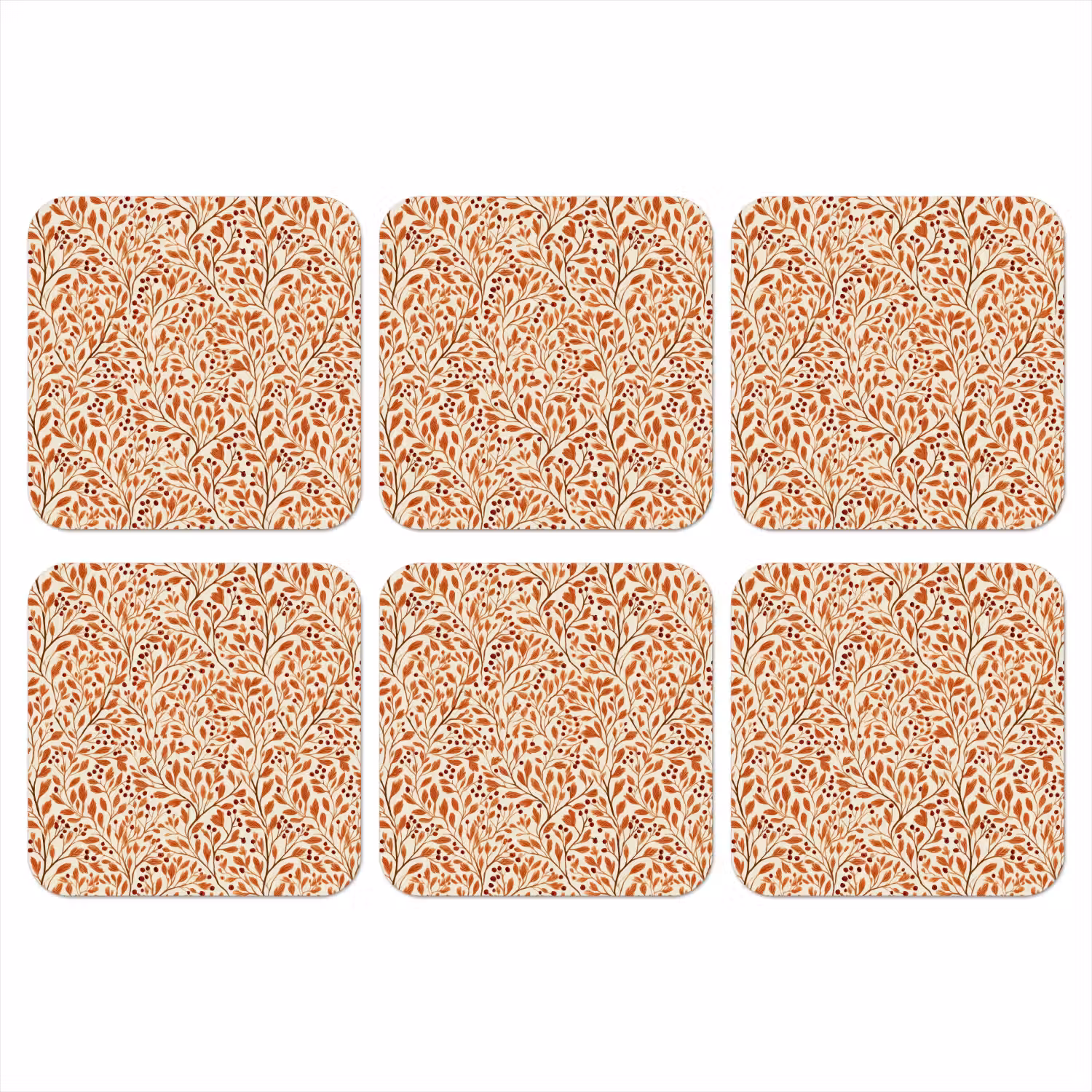 Bladeren - Botanisch - Terracotta onderzetter kurk middel 366 -3d