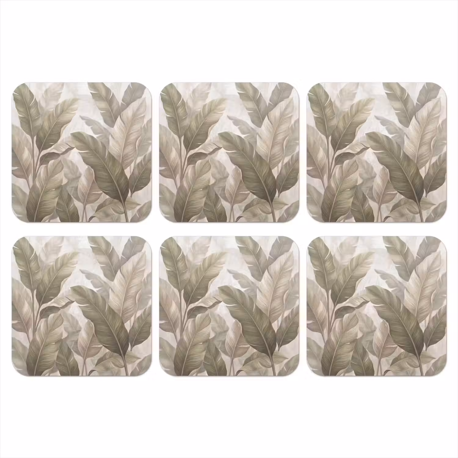 Bladeren - Tropisch - Natuur - Abstract - Beige onderzetter kurk middel -3d