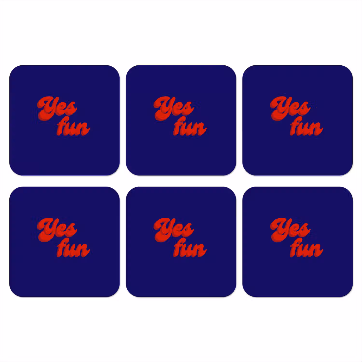 Blauw - Rood - Yes fun - 3D onderzetter kurk middel -3d