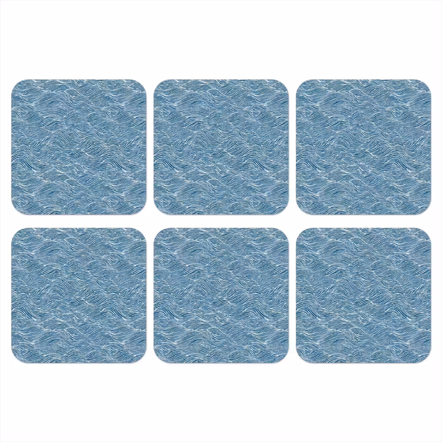 Blauw - Wit - Golven - Getekend - Textuur onderzetter kurk middel 366 -3d