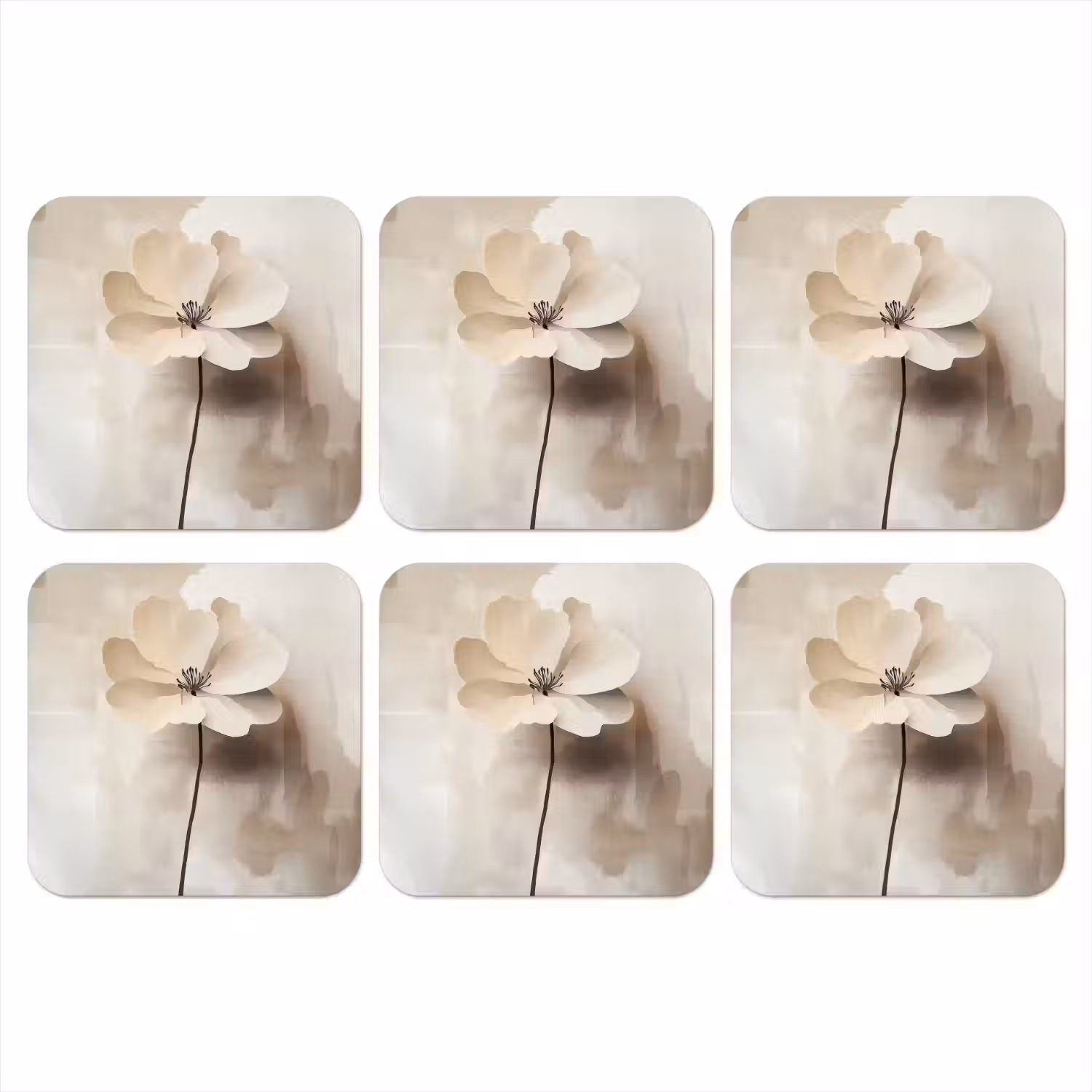 Bloem - Beige - Verf - Schaduw onderzetter kurk middel -3d