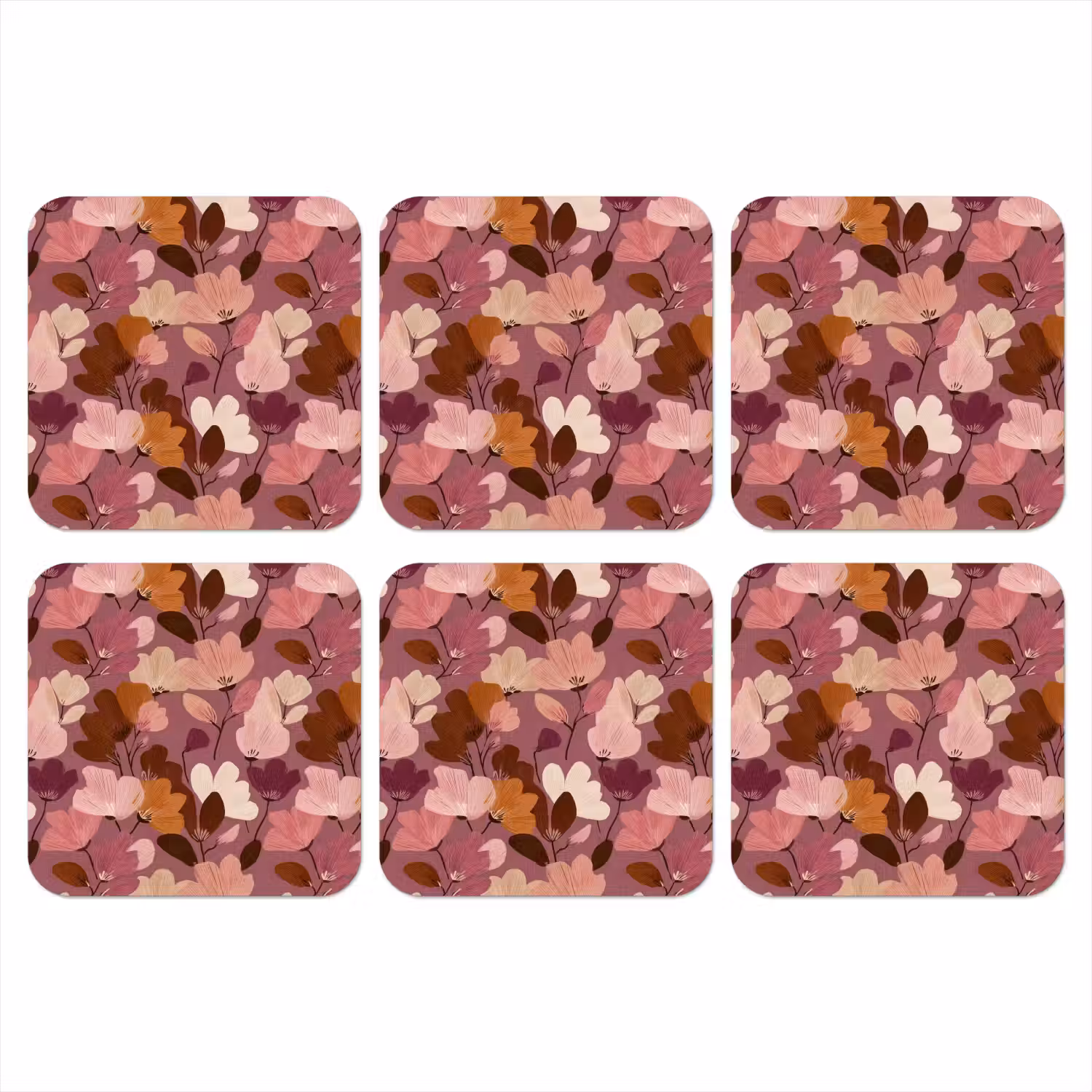 Bloem - Patroon - Roze onderzetter kurk middel 366 -3d