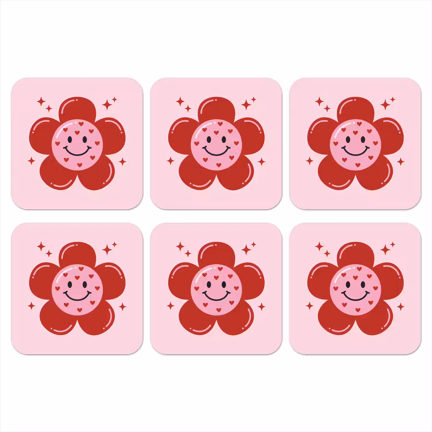Bloem - Roze - Hartjes onderzetter kurk middel -3d