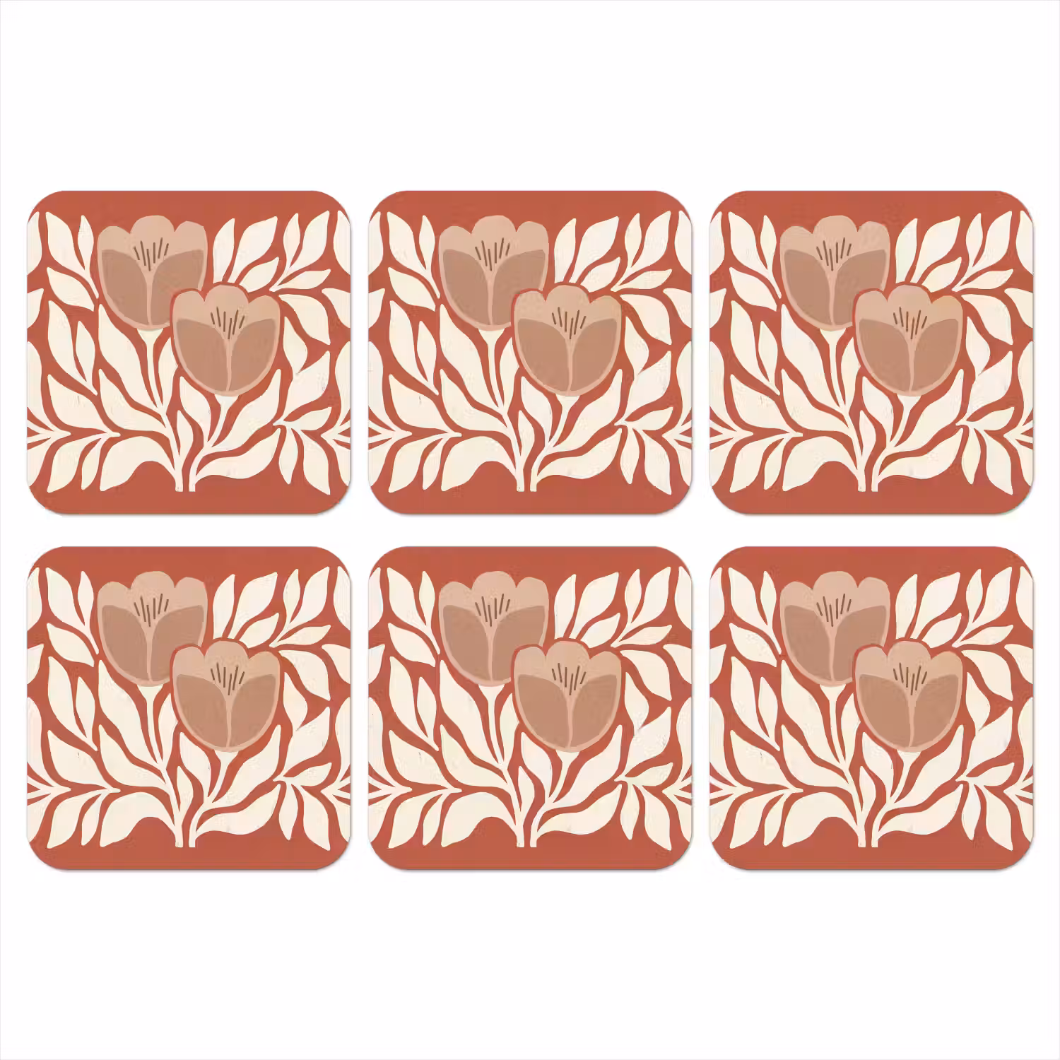 Bloemen - Abstract - Modern - Beige - Natuur onderzetter kurk middel -3d