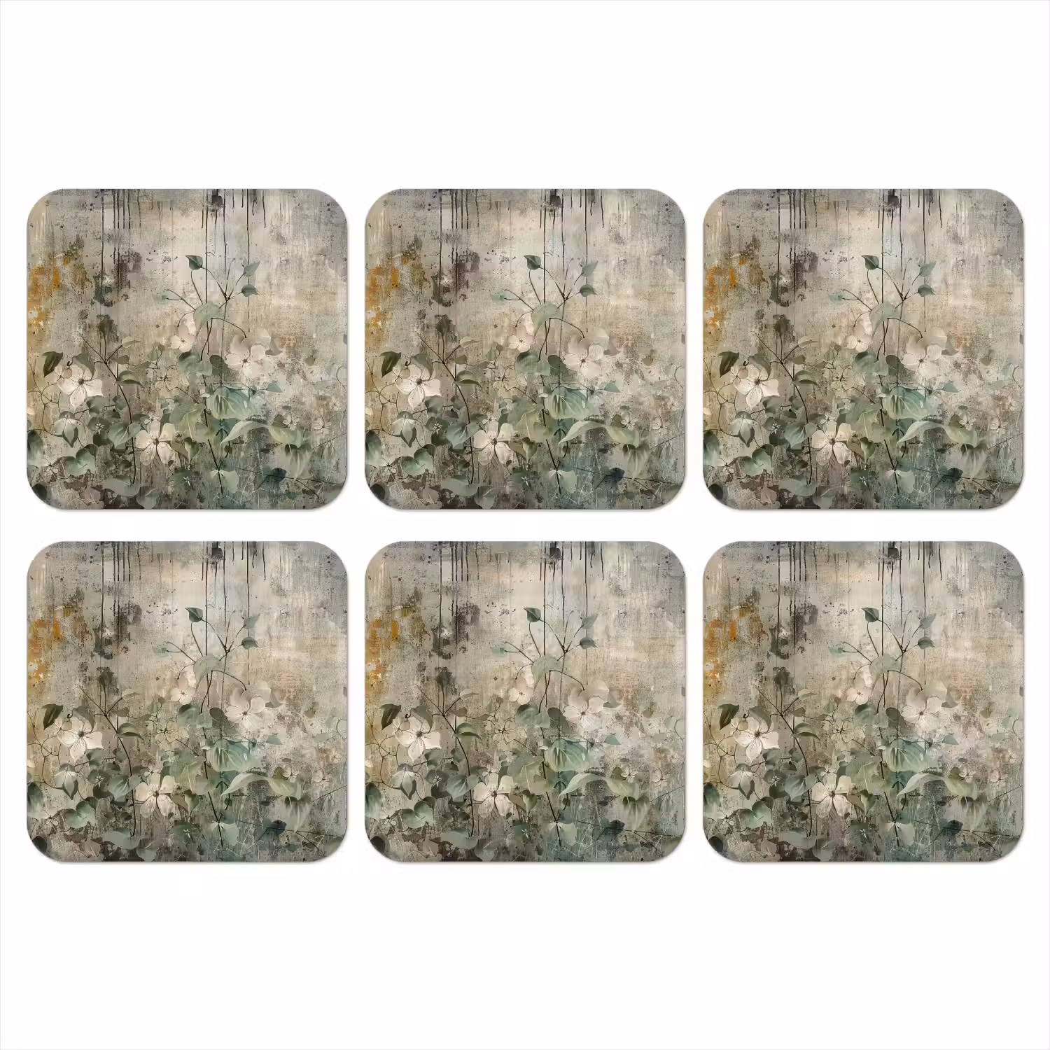 Bloemen - Bladeren - Abstract - Modern onderzetter kurk middel -3d