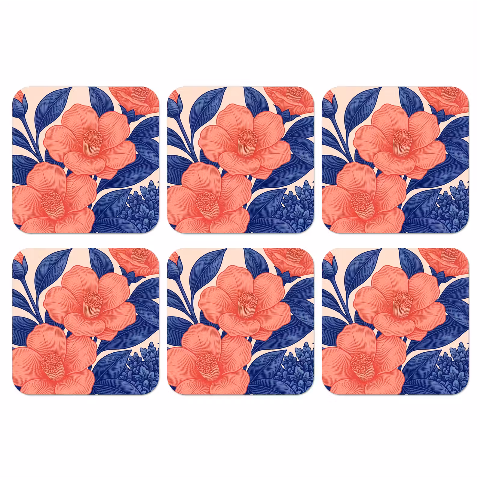 Onderzetter - Bloemen - Bladeren - Botanisch - Bloemen - Bladeren - Botanisch onderzetter kurk middel