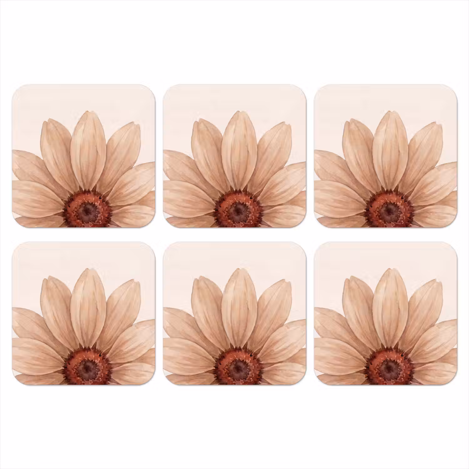 Bloemen - Bloemblad - Natuur - Aquarel - Beige onderzetter kurk middel -3d
