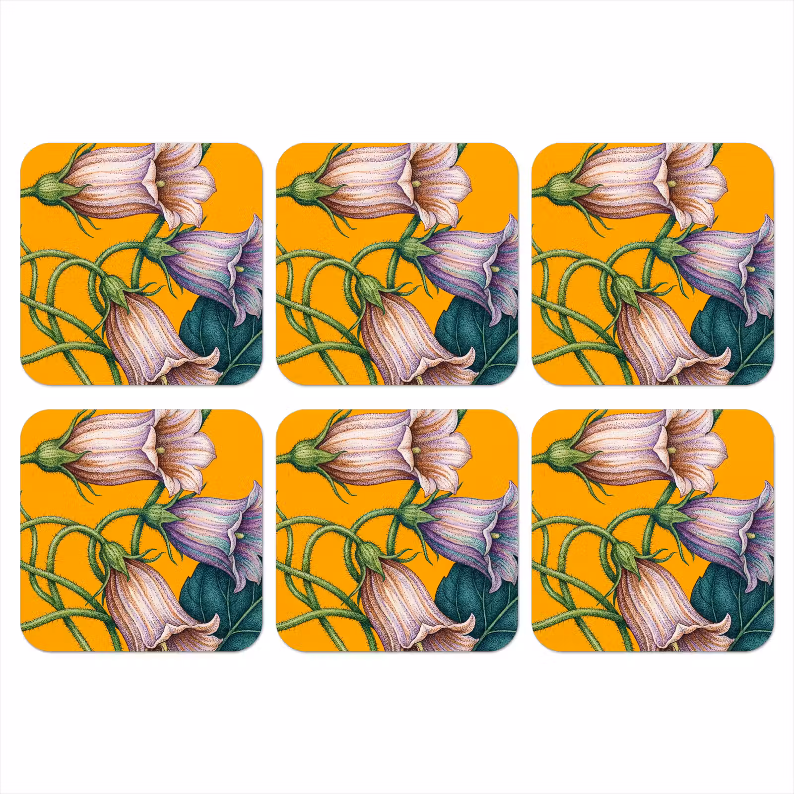 Onderzetter - Bloemen - Botanisch - Geel - Bloemen - Botanisch - Geel onderzetter kurk middel