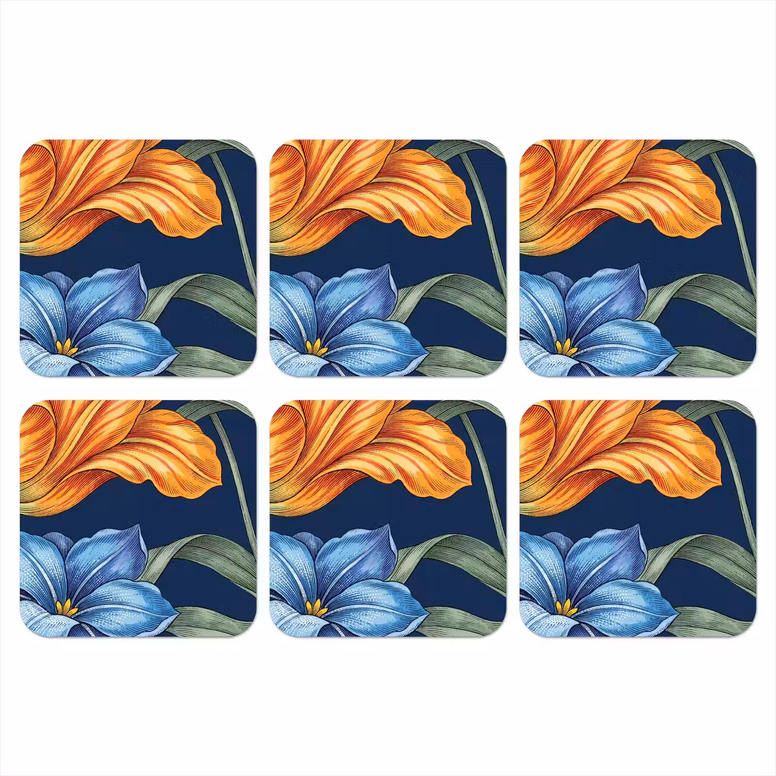 Onderzetter - Bloemen - Botanisch - Patroon - Bloemen - Botanisch - Patroon onderzetter kurk middel