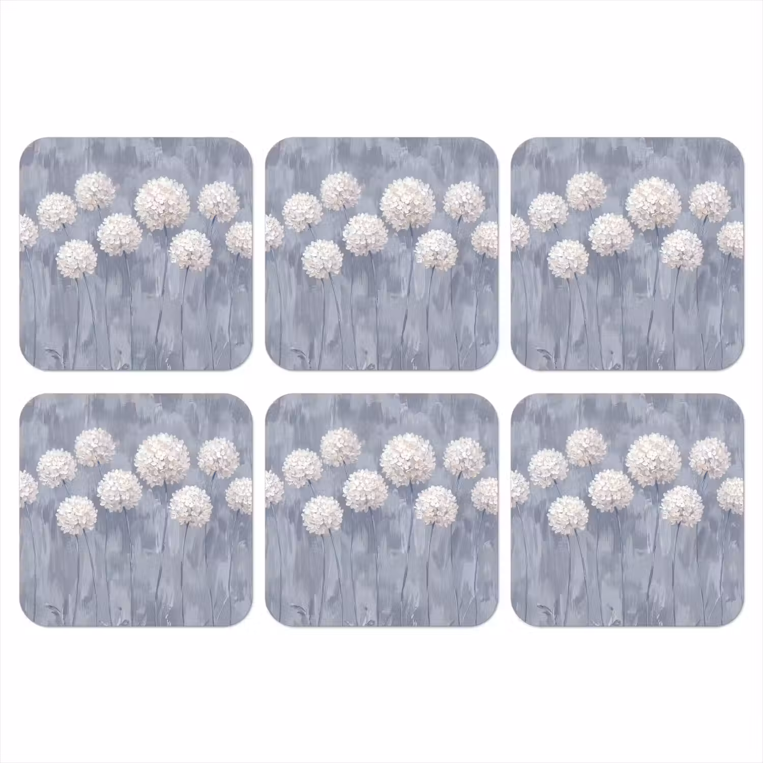 Bloemen - Illustratie - Blauw onderzetter kurk middel -3d