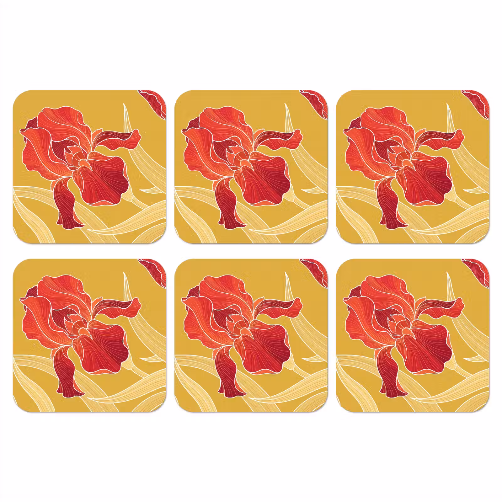 Onderzetter - Bloemen - Illustratie - Rood - Bloemen - Illustratie - Rood onderzetter kurk middel