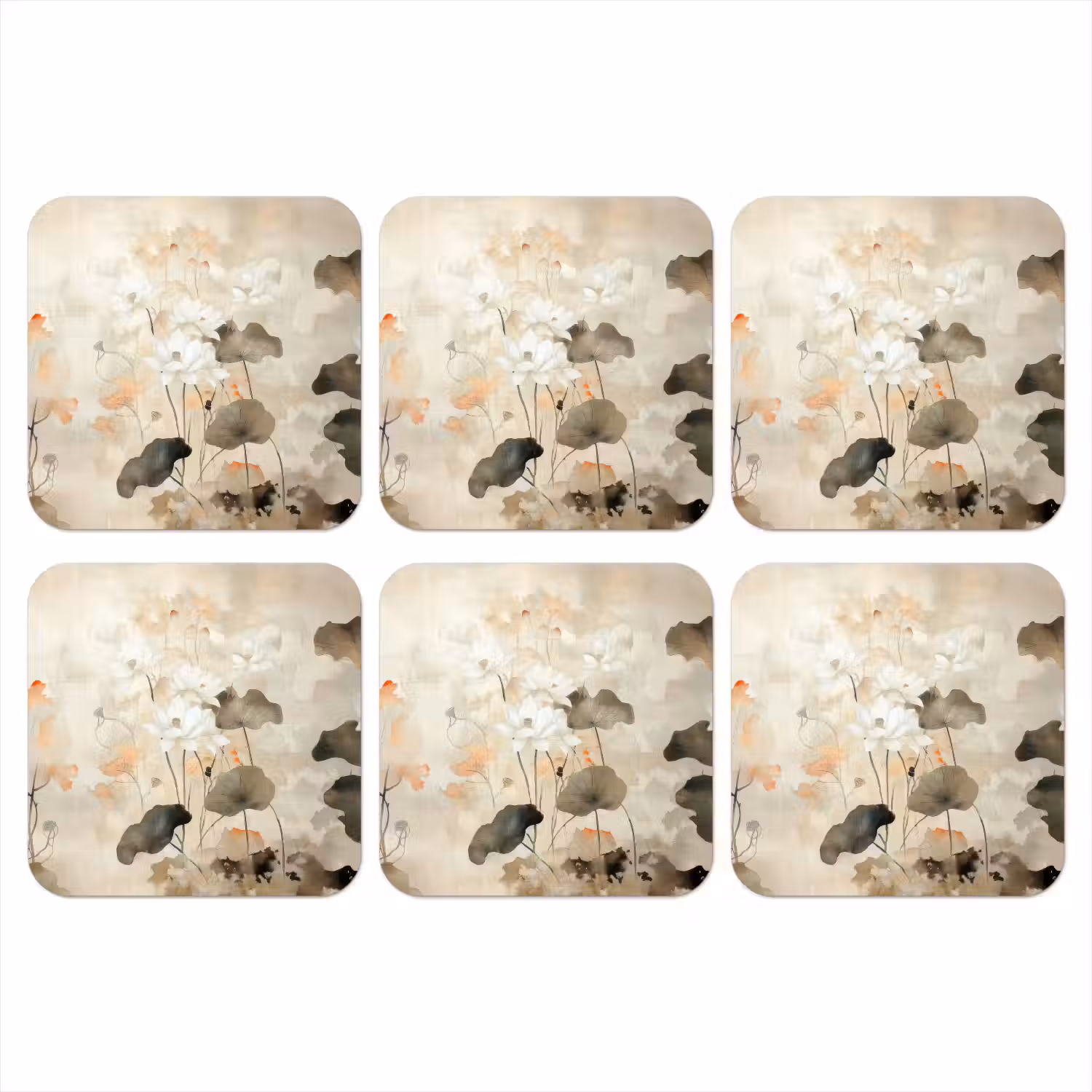 Bloemen - Japandi - Wabi sabi onderzetter kurk middel -3d