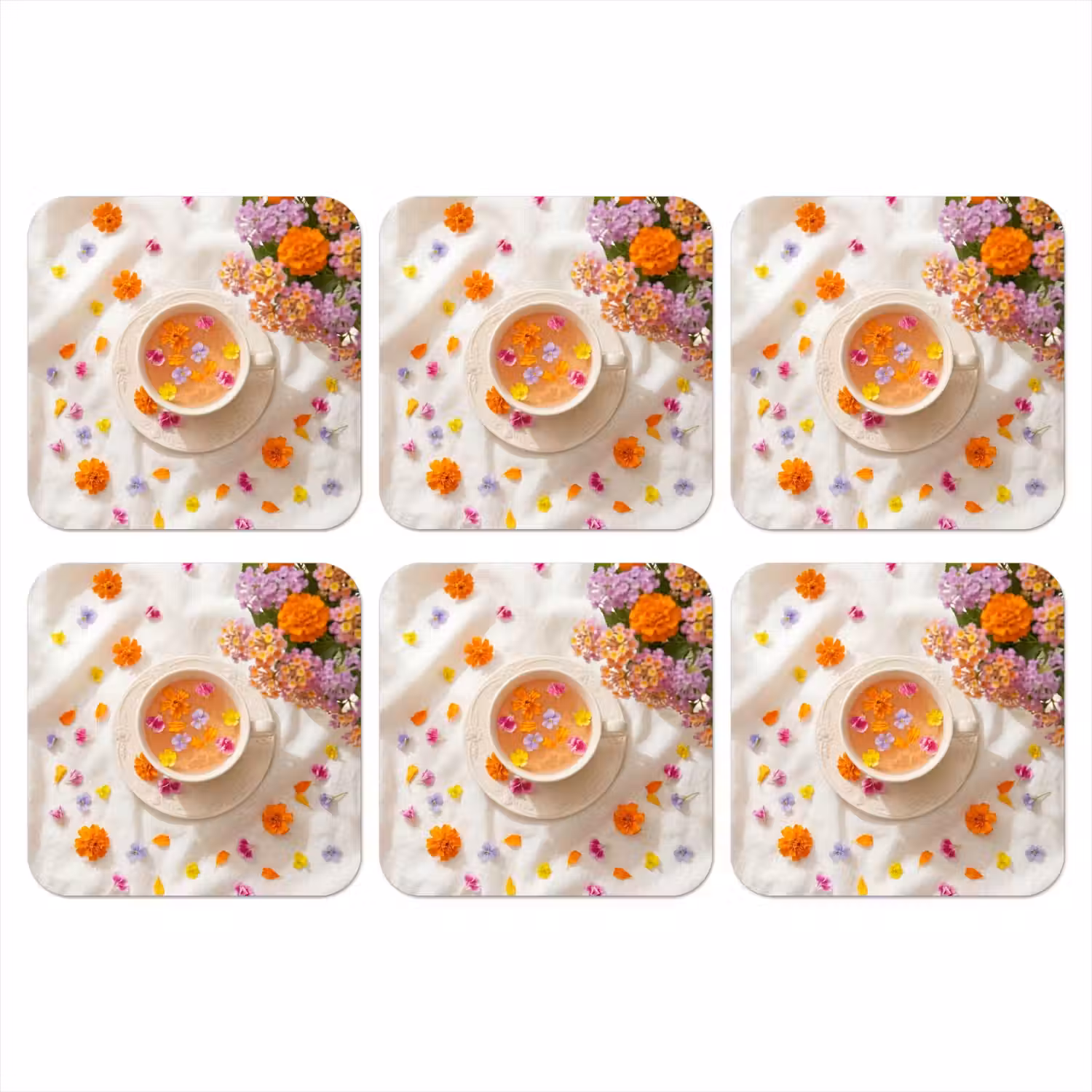 Bloemen - Kop - Natuur - Kleurrijk - Zomer onderzetter kurk middel -3d