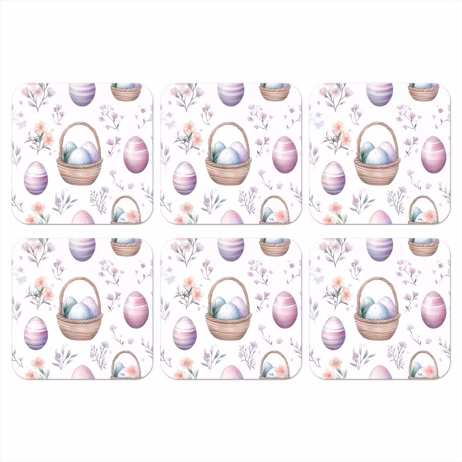 Bloemen - Paaseieren - Patroon onderzetter kurk middel -3d