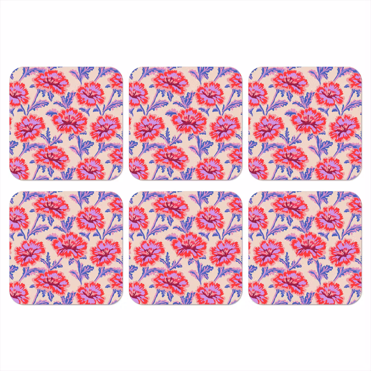Bloemen - Patroon - Meerkleurig onderzetter kurk middel 366 -3d