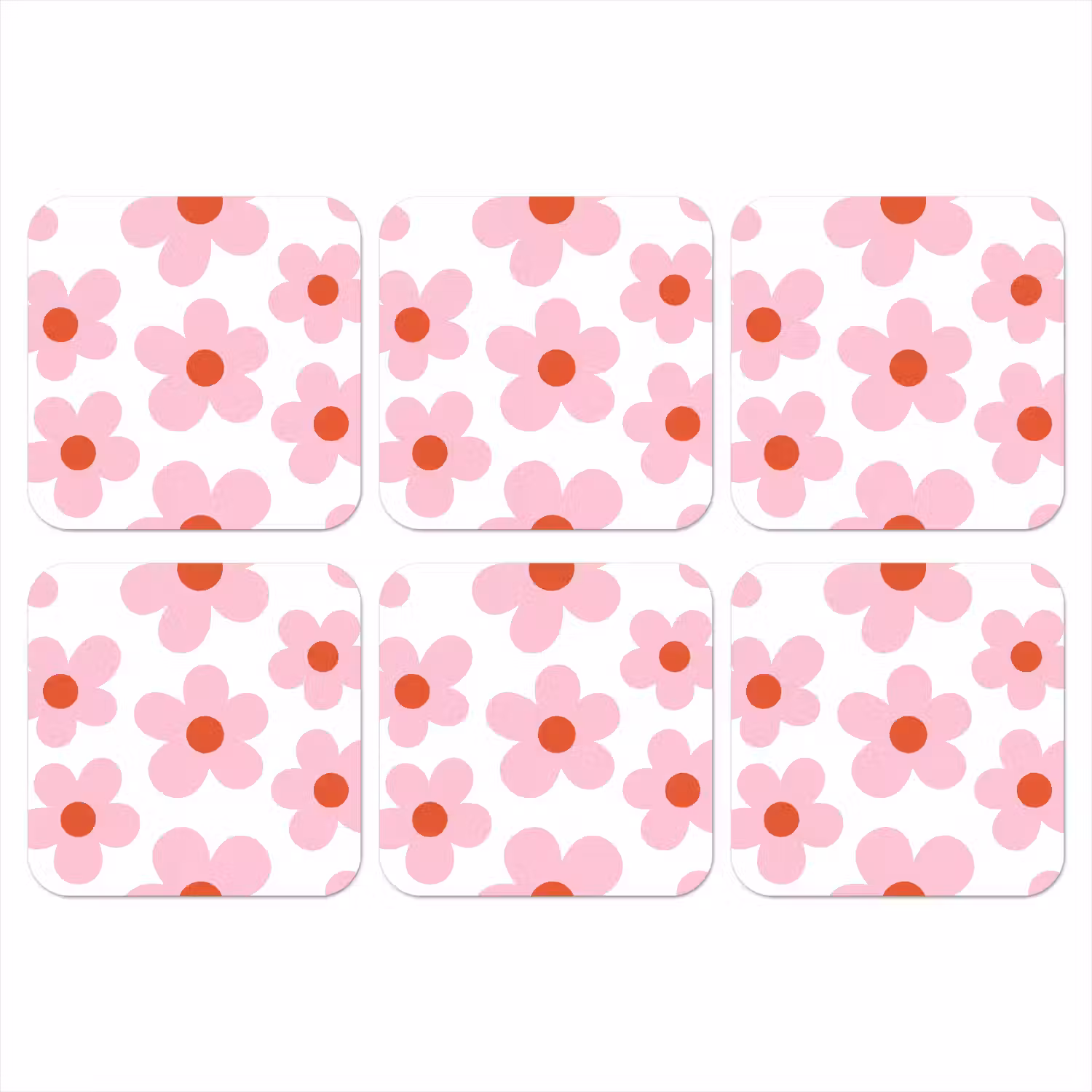 Bloemen - Patroon - Modern - Roze - Wit onderzetter kurk middel -3d