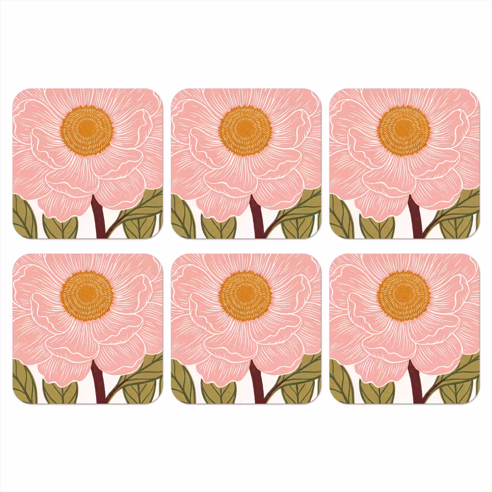 Onderzetter - Bloemen - Roze - Illustratie - Bloemen - Roze - Illustratie onderzetter kurk middel