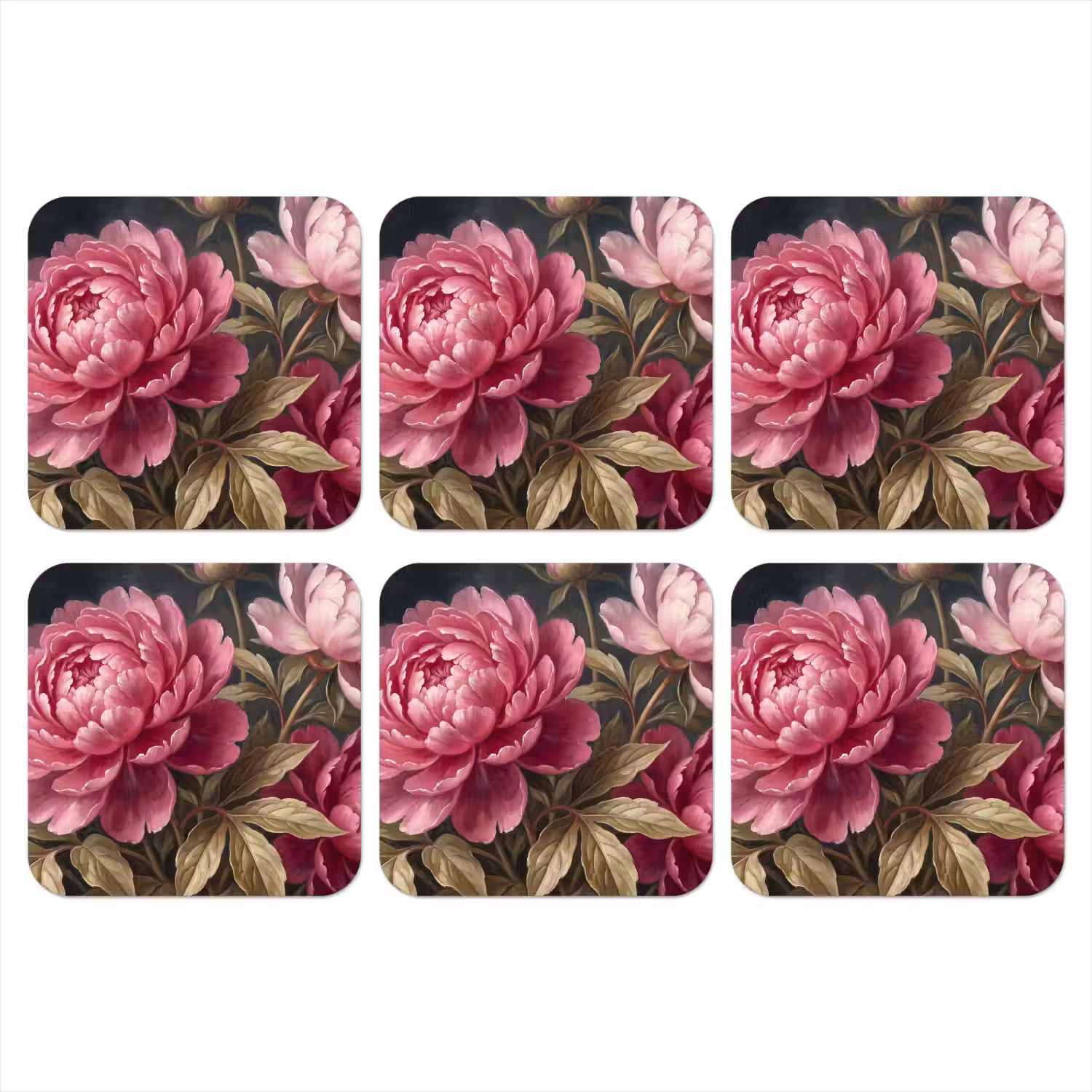 Bloemen - Roze - Klassiek - Natuur onderzetter kurk middel -3d