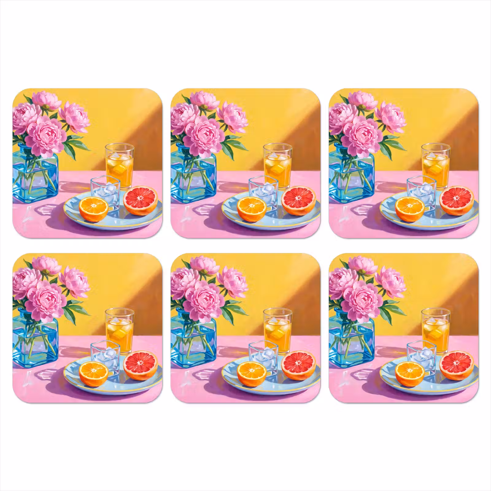 Onderzetter - Bloemen - Roze - Modern - Bloemen - Roze - Modern onderzetter kurk middel