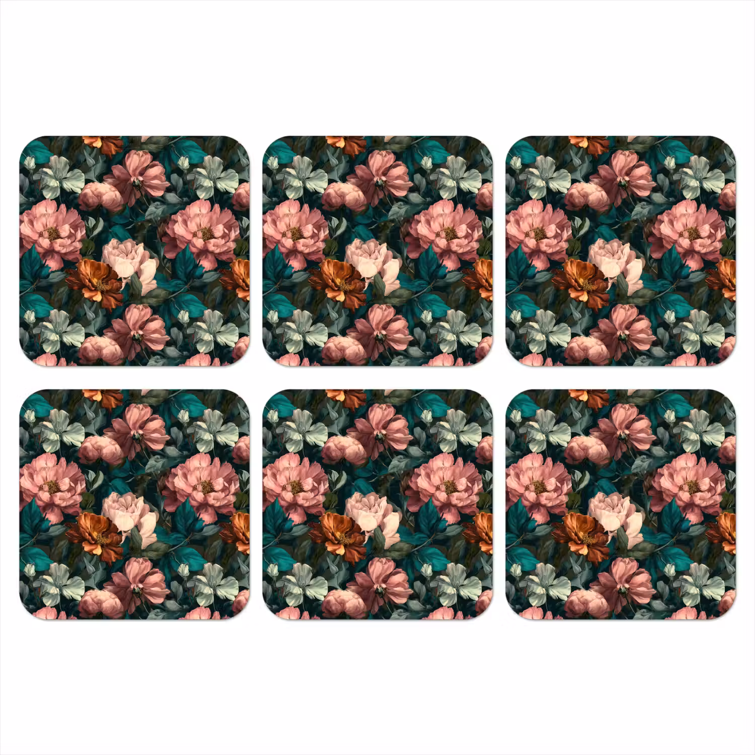 Bloemen - Schilderachtig - Patroon - Roze onderzetter kurk middel 366 -3d