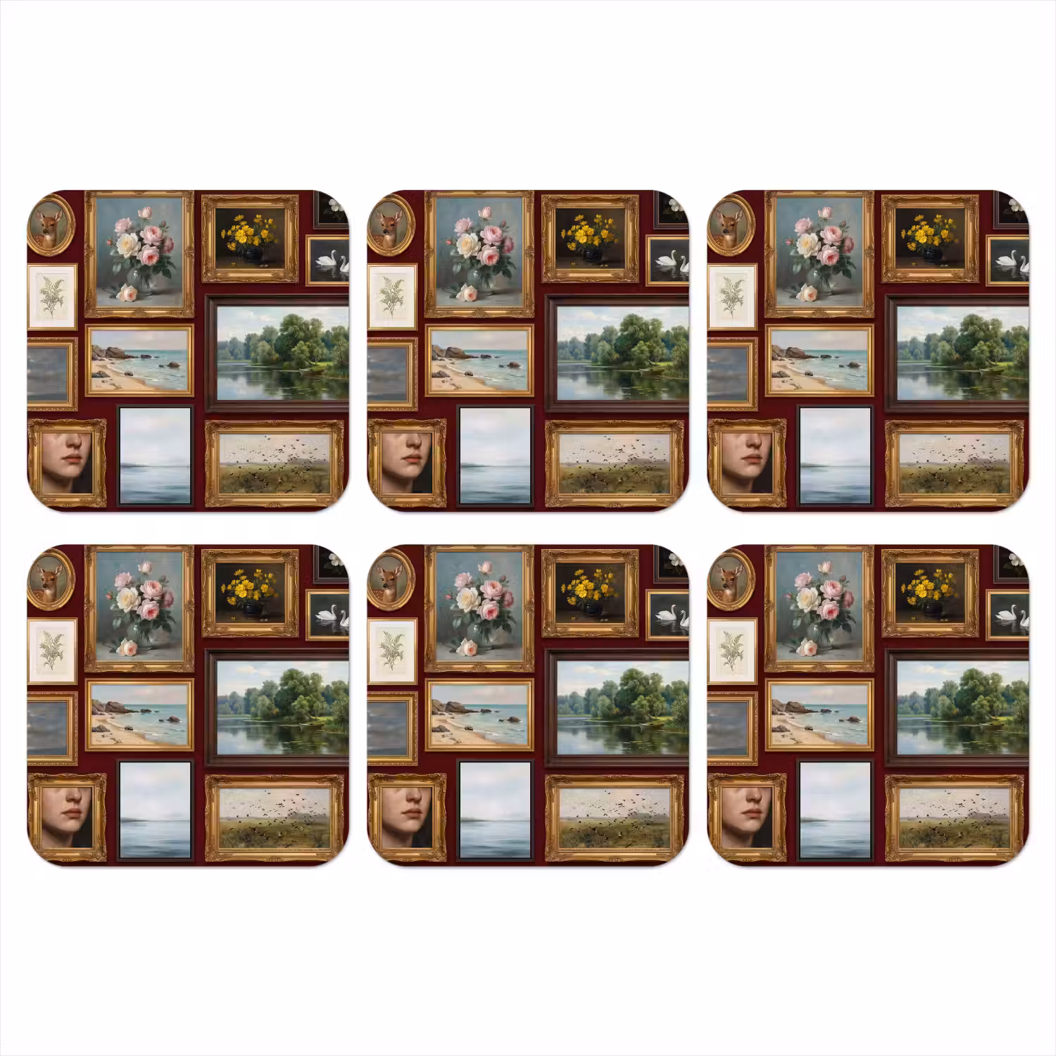 Bloemen - Vaas - Klassiek - Kunst - Rood onderzetter kurk middel -3d