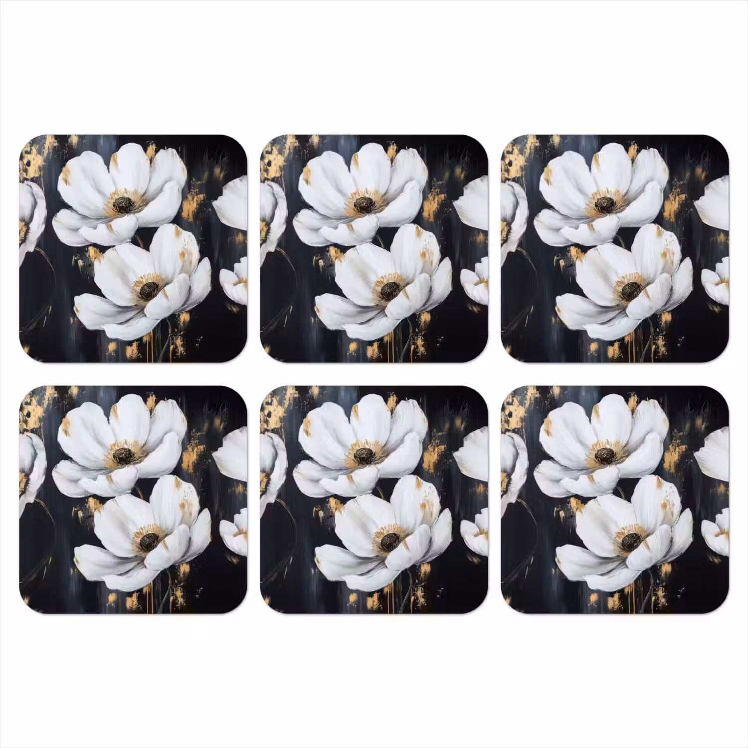 Bloemen - Wit - Abstract onderzetter kurk middel -3d