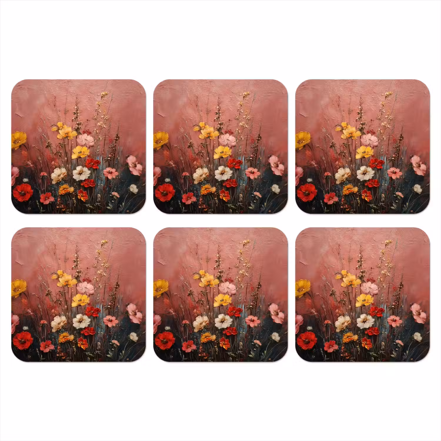 Bloemenboeket - Fijne details - Roze onderzetter kurk middel -3d