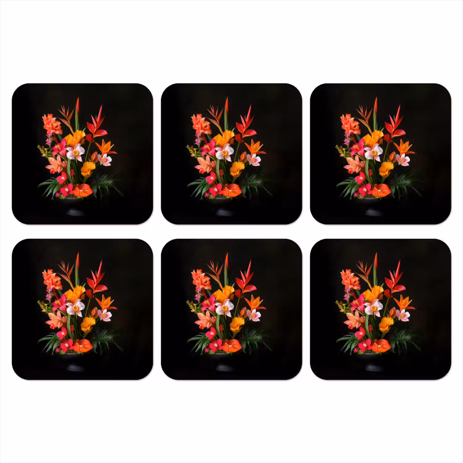 Boeket - Bloemen - Exotisch onderzetter kurk middel -3d