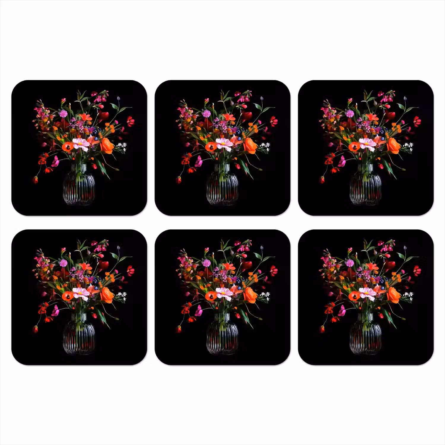Boeket - Veldbloemen - Vaas onderzetter kurk middel -3d