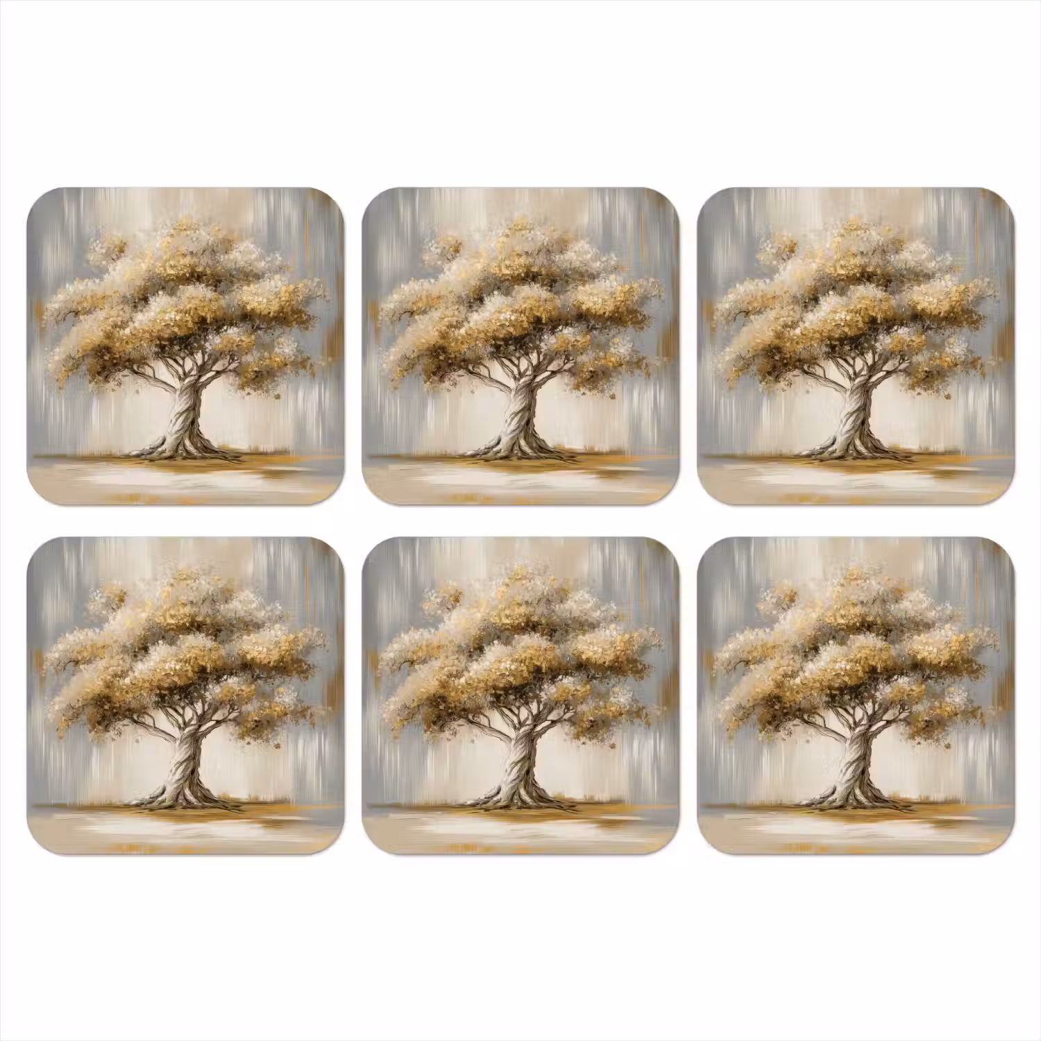 Boom - Bladeren - Abstract - Wit onderzetter kurk middel -3d