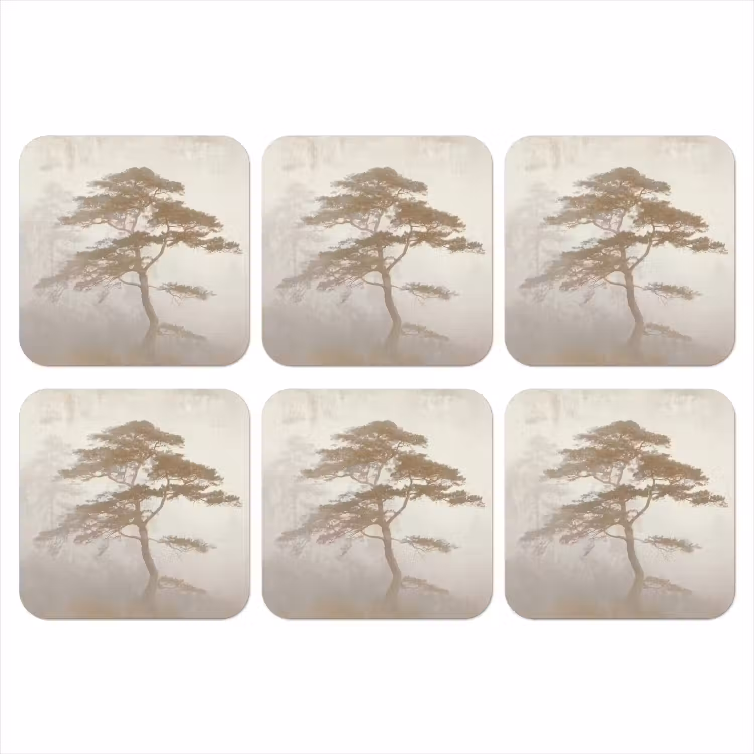 Boom - Oosterse stijl - Landschap onderzetter kurk middel -3d