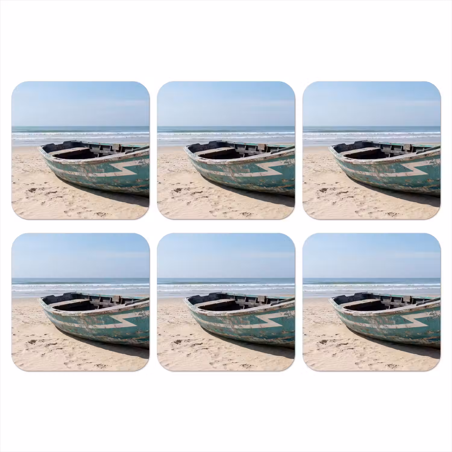 Boot - Zandstrand - Zee onderzetter kurk middel -3d