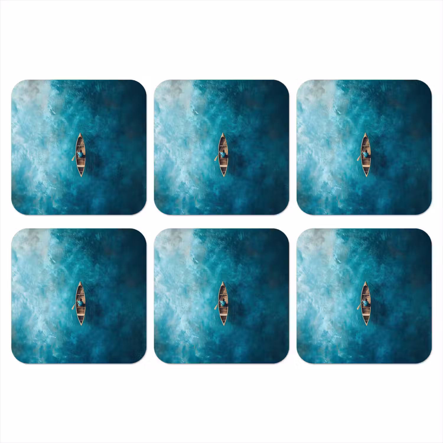 Bootje - Water - Blauw onderzetter kurk middel -3d
