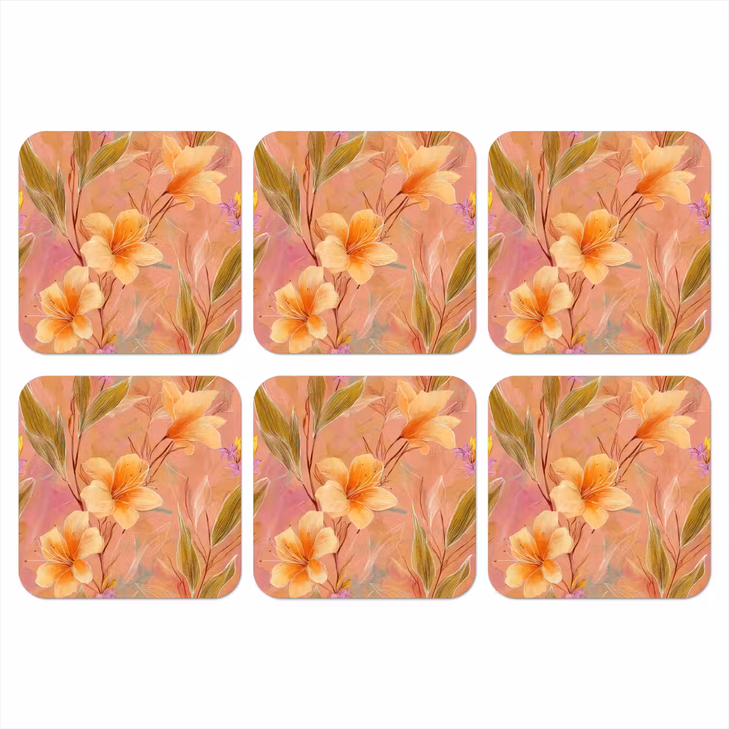 Botanisch - Bloemen - Kleurrijk onderzetter kurk middel 366 -3d