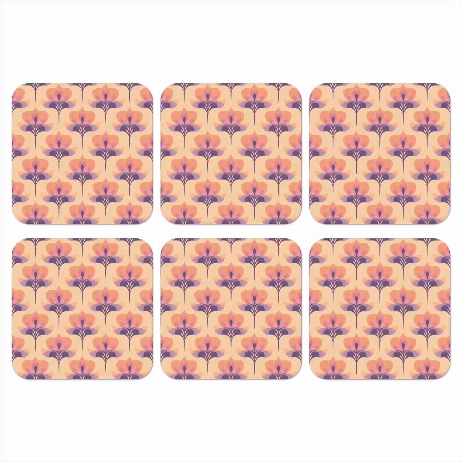 Botanisch - Patroon - Pastel onderzetter kurk middel 366 -3d