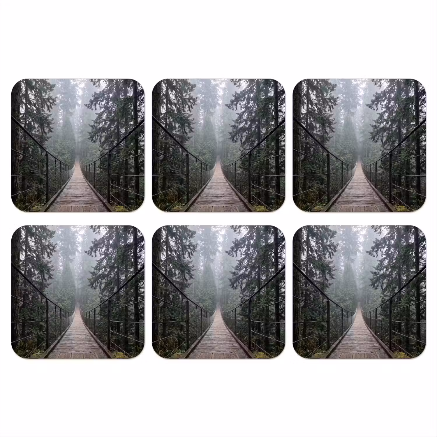 Brug - Bos - Mist - Natuur onderzetter kurk middel -3d