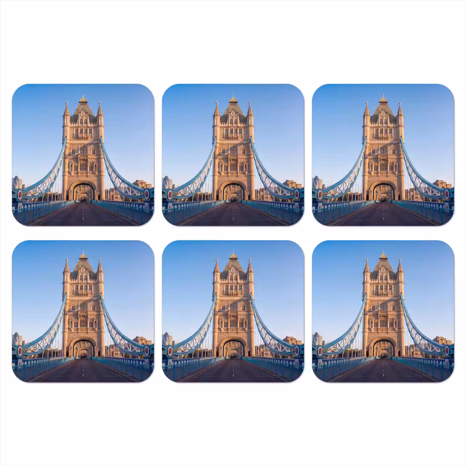 Brug - Toren - Architectuur - Klassiek - Blauw onderzetter kurk middel -3d