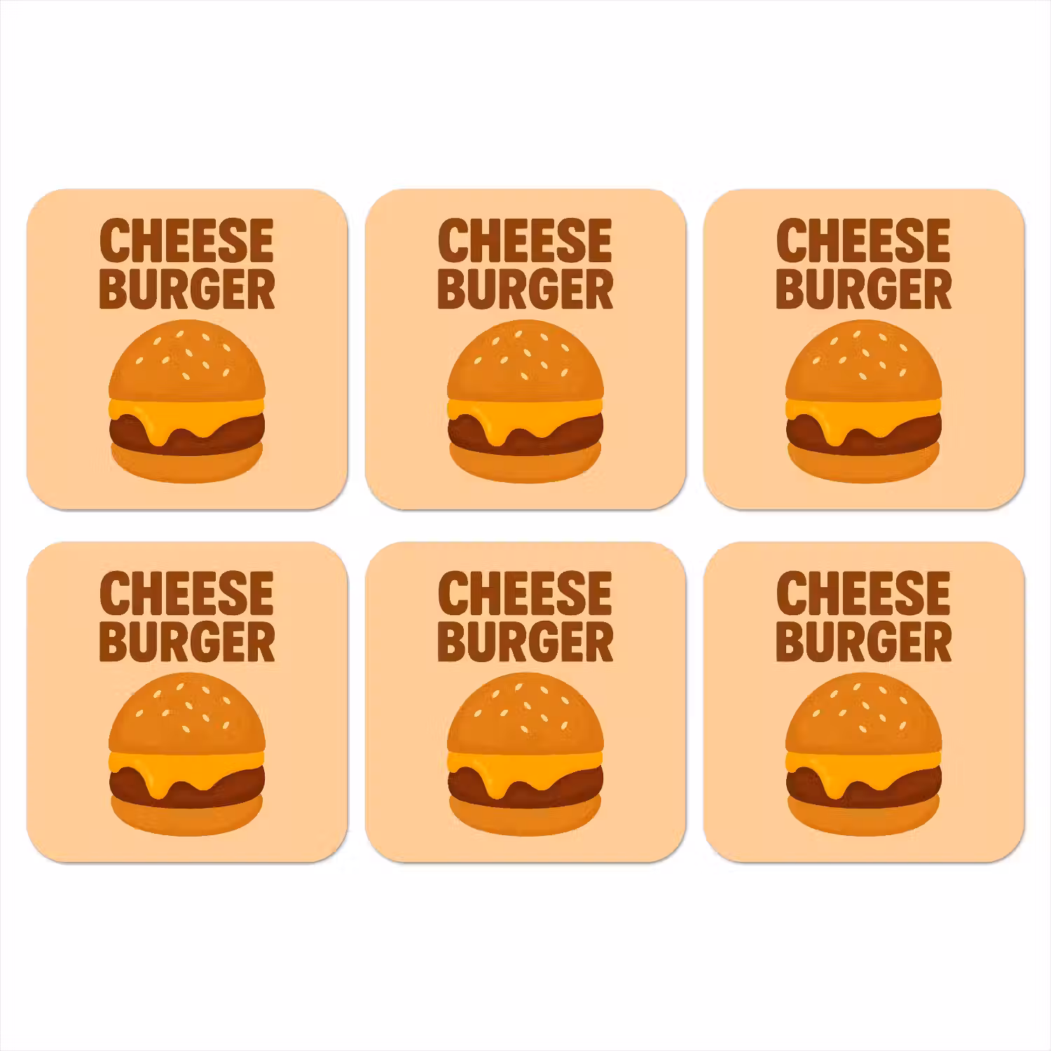 Cheeseburger - Minimalistisch - Geel onderzetter kurk middel -3d