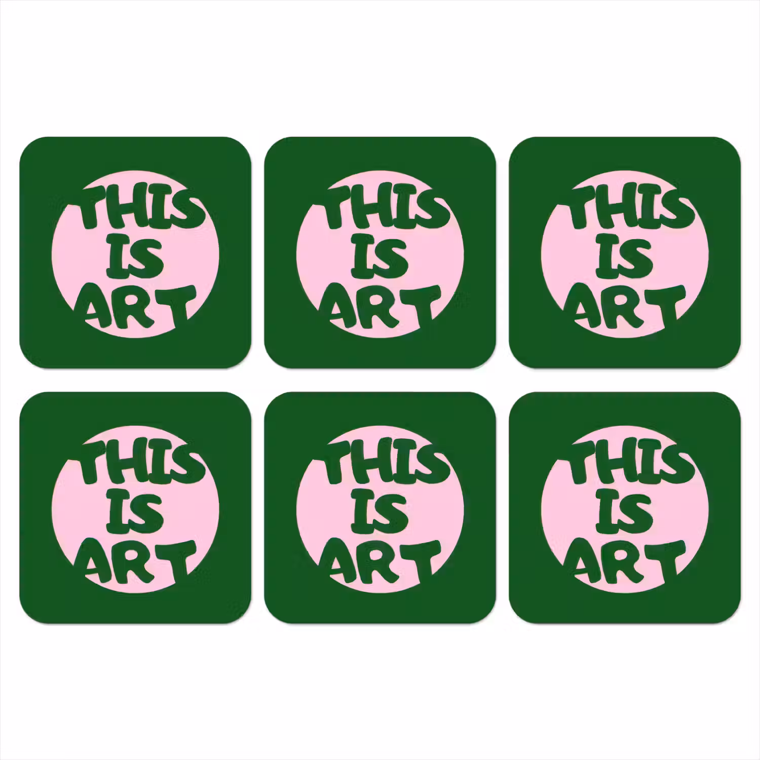 Cirkel - Roze - Tekst - Art onderzetter kurk middel -3d